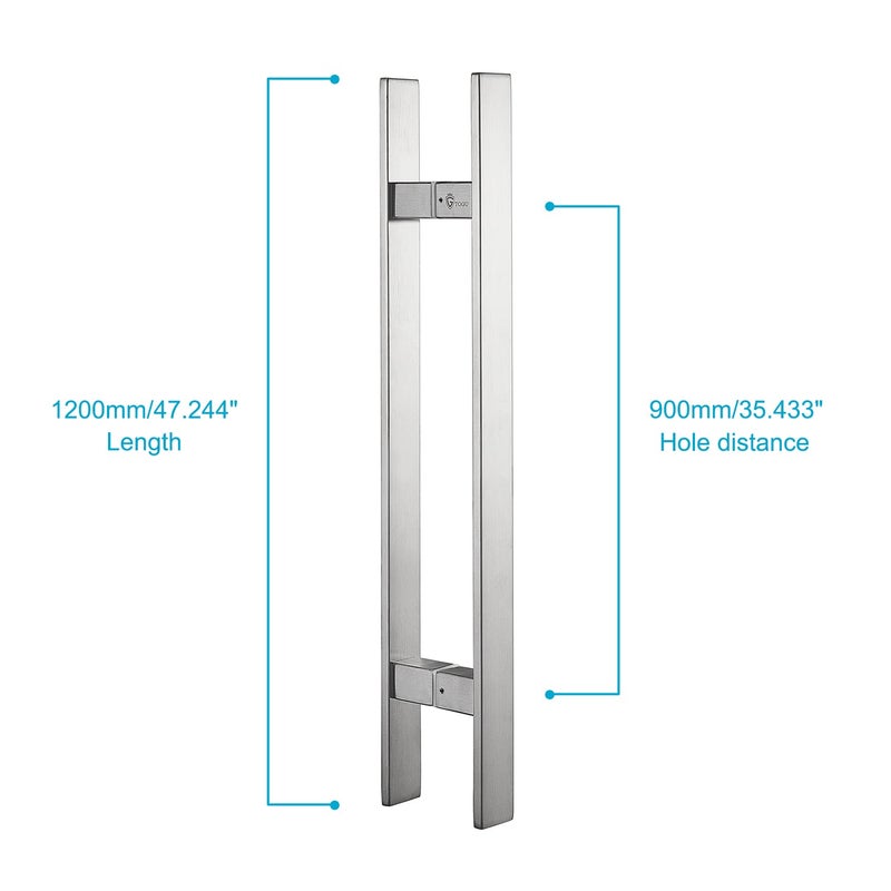 TOGU TG-6018 48 inches Solid Standoffs Heavy-Duty Commercial Grade-304 Stainless Steel Push Pull Door Handle/Barn Door Pull Handle/Glass Pulls, Full Brushed Stainless Steel Finish - Image 2